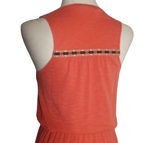 THML Boho Embroidered Flowy Tank Style Lined Maxi Dress Melon Size Small - Picture 7 of 9